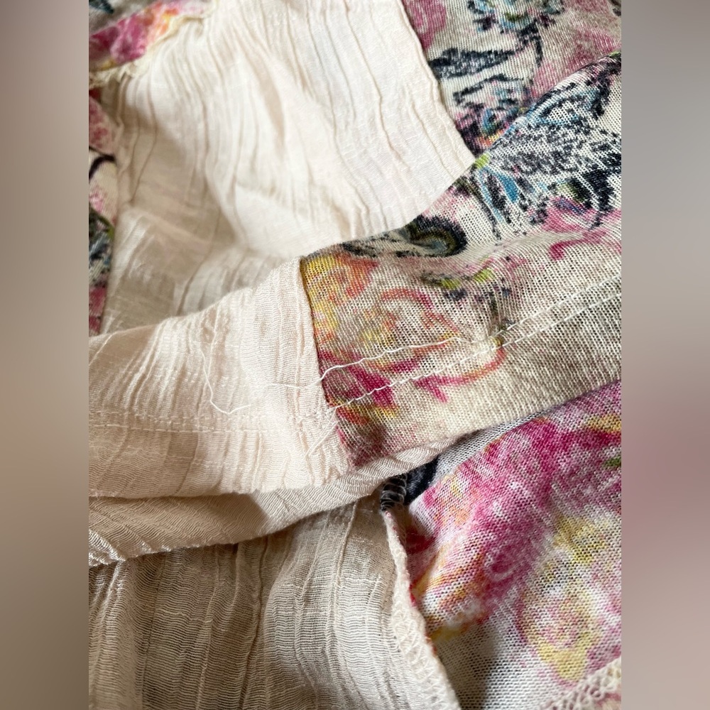 Daytrip Mixed Material Floral Sleeveless Cream Pink Tank Top y2k - M - Picture 12 of 12